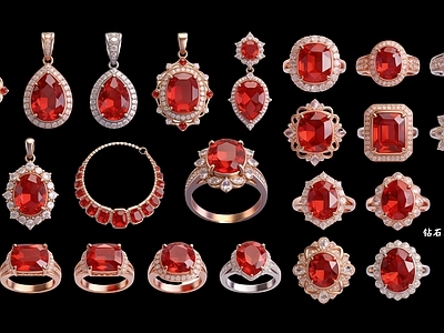 复古挂件 钻石珠宝2D饰品