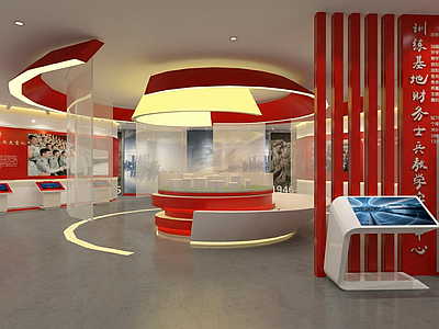 现代红色主题展陈风格党建展厅 红色文化校史馆