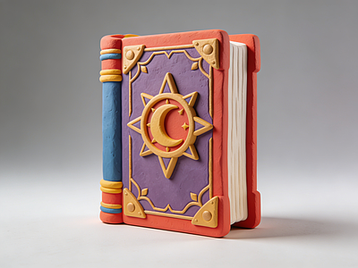 粘土风雕塑摆件 魔法书 雕塑 美陈 摆件 AI渲染