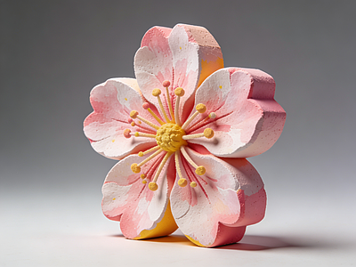 日式雕塑摆件 樱花 泡沫雕塑 舞台道具 美陈 AI渲染