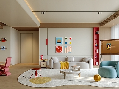 奶油风挑空客厅 包豪斯客餐厅 复式客餐厅 沙发组合