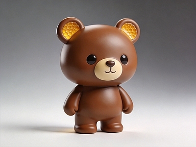 萌系卡通雕塑摆件 小熊 雕塑 美陈 摆件 AI渲染