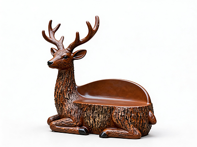 仿生设计公共座椅 鹿雕塑座椅 现代艺术陈设 商业空间摆件 文化艺术摆件
