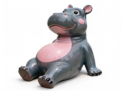 卡通写实主义雕塑摆件 河马潮玩艺术雕塑 玩偶手办摆件 商业空间摆件