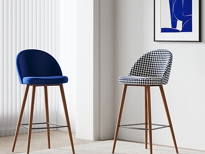 现代简约吧椅 北欧吧椅 布艺吧椅 装饰画