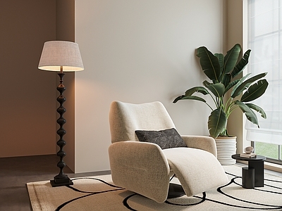 奶油风家居客厅 现代躺椅 休闲椅