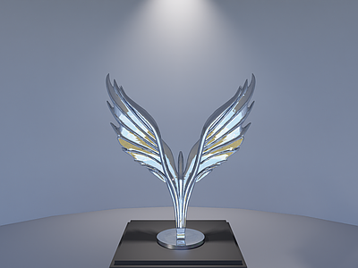 现代极简雕塑摆件 景观雕塑 水景雕塑 翅膀雕塑 雕塑摆件