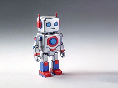 像素风雕塑摆件 机器人 雕塑 美陈 AI渲染 摆件