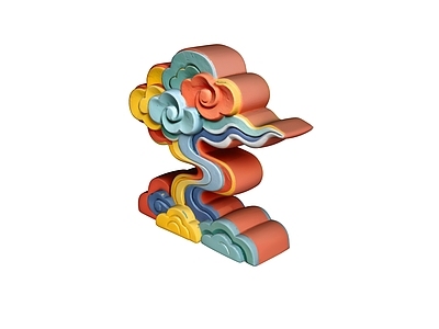 新中式雕塑摆件 彩云 云纹 吉祥 雕塑 美陈