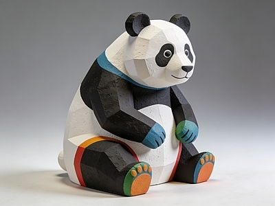 现代雕塑摆件 熊猫 雕塑 抽象 摆件 美陈