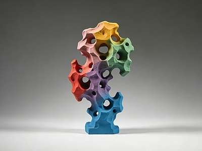 现代雕塑摆件 彩色太湖石 泡雕 美陈 AI渲染 摆件