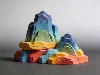 现代雕塑摆件 假山 舞美 道具 摆件 AI渲染