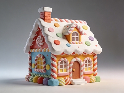 糖果童话风雕塑摆件 糖果屋 雕塑 美陈 AI渲染 童话屋