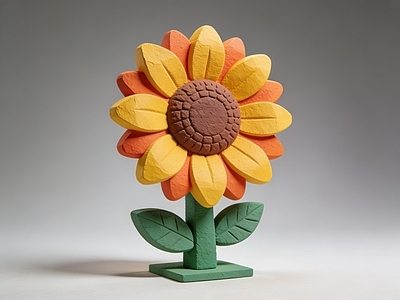 现代雕塑摆件 向日葵 美陈 花朵 雕塑 AI渲染