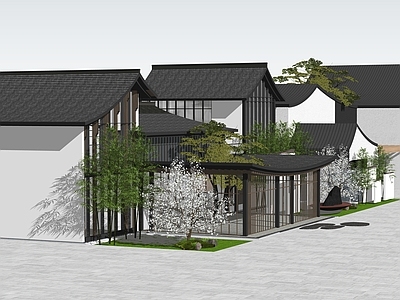 新中式其他景观小建筑 徽派庭院建筑 新中式小院建筑 民宿建筑