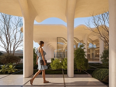 现代主义售楼处建筑 海派风格售楼处 现代风格售楼处 连廊 社区服务中心 小商业