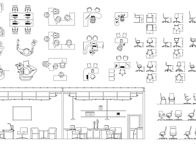 现代家具图库 办公家具 施工图
