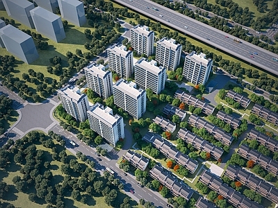 现代简约高层住宅 现代住宅 小区 安置房 别墅