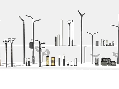 新中式景观灯 高杆灯 路灯 灯具 照明设施 景观灯