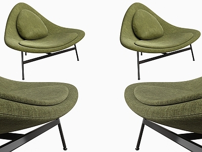 现代简约躺椅 百慕大扶手椅 室内休闲椅躺椅 客厅休闲单人椅 创意异形单人椅 绿色单人椅