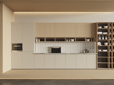 现代一字型厨房 橱柜