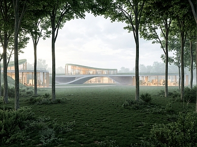 现代售楼处建筑 地景建筑展馆 乡村展馆