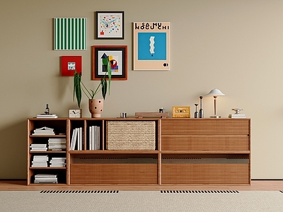 中古风斗柜 斗柜摆件 中古风挂画 中古风储物柜