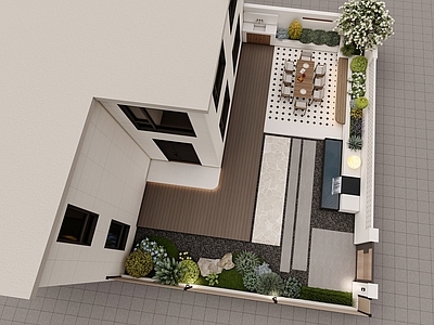 现代简约别墅庭院 奶油风庭院 田园风庭院 极简