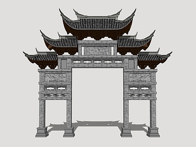 新中式入口大门 牌坊 石门牌坊 石牌坊 石门 商业牌坊
