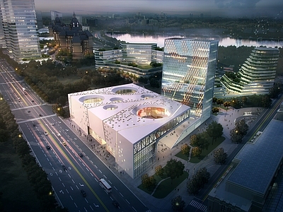 现代主义文化馆 商业综合体 办公楼 商住楼