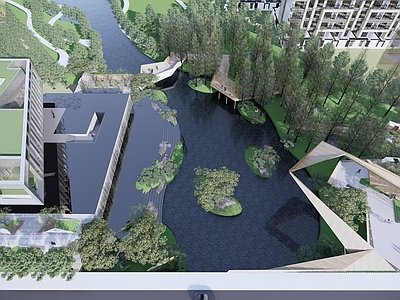 现代主义小区景观 展示区景观 售楼处景观 滨水景观