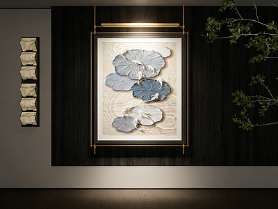 新中式挂画 新中式轻奢挂画 现代中式轻奢挂画 莲莲有鱼轻奢挂画