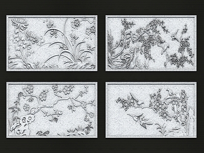 新中式雕花 四季系列 植物 梅花 杜鹃