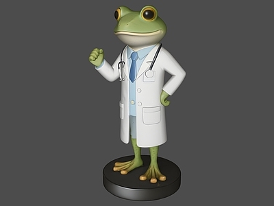 卡通写实风其他摆件 卡通动物医生雕塑 青蛙