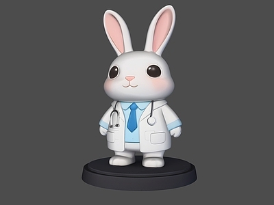 卡通拟人雕塑摆件 卡通动物医生雕塑