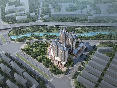 新中式小高层住宅楼 现代住宅