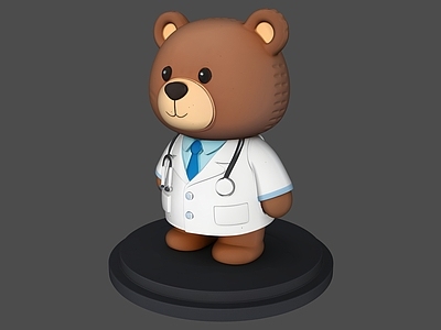 卡通风格雕塑摆件 卡通动物医生雕塑