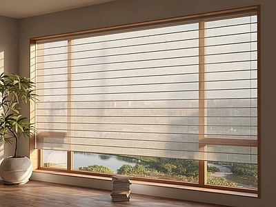 原木奶油风家居客厅 中古风亚麻窗帘