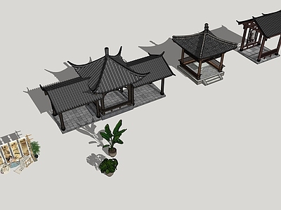 新中式古建筑 亭子 古建