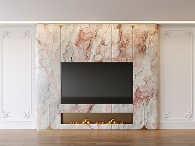 现代法式家居客厅 法式di 法式电视背景墙s 石膏线