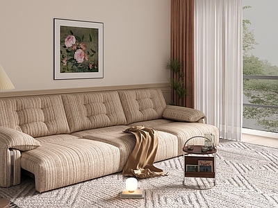 奶油风家居客厅 现代沙发床