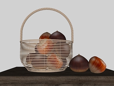 极简水果蔬菜 竹编篮子 坚果 板栗 篮筐