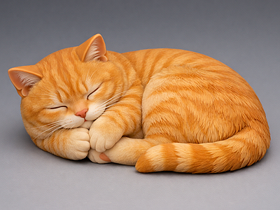 现代雕塑摆件 橘猫 雕塑 美陈 AI渲染 摆件