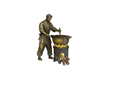 复古雕塑摆件 铜雕 人物 做饭 雕塑 美陈