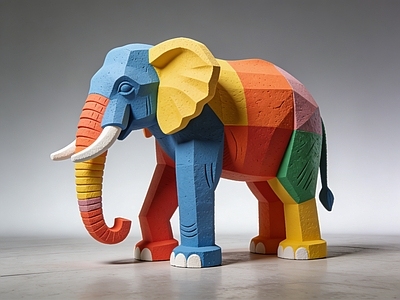 现代雕塑摆件 大象 雕塑 美陈 摆件 AI渲染