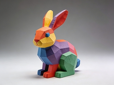 现代雕塑摆件 兔子 雕塑 美陈 AI渲染 摆件
