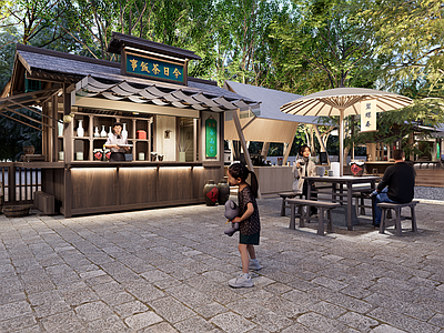 新中式广场景观 景观 广场 中式建筑 商业街