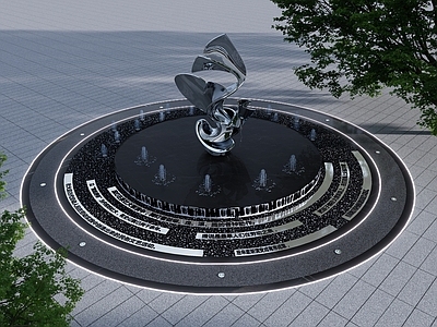 现代喷泉 圆形水景 水景