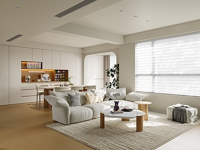 XX家居客厅 原木奶油风客餐厅