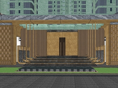 新中式入口大门 成都华发锦宸院 锦宸院入口大门 华发豪宅入口大门 锦宸院大门细节 示范区大门细节